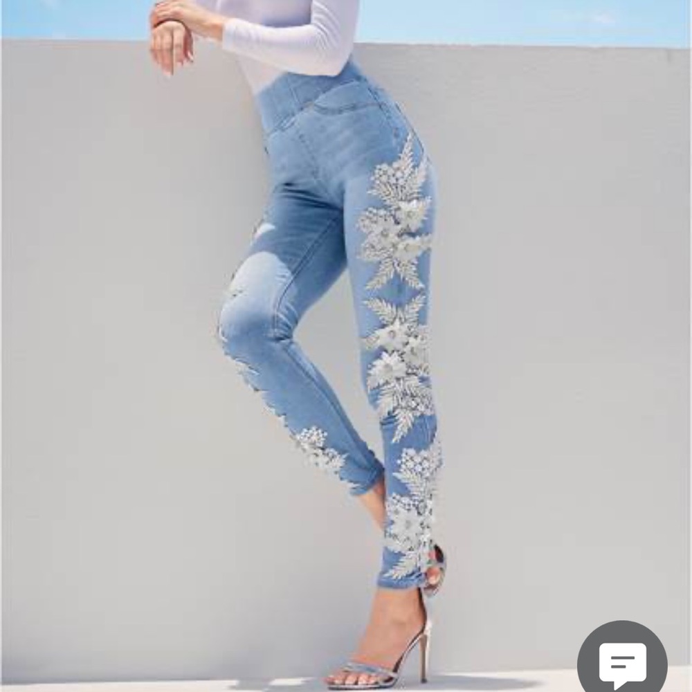 Floral Embellished Jeggings